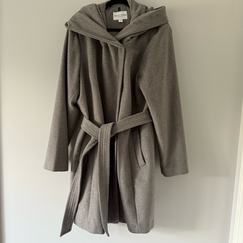 Cole Haan Gray Belted Trench Coat